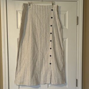 Christopher & Banks Cream and Black Striped A-Line Skirt